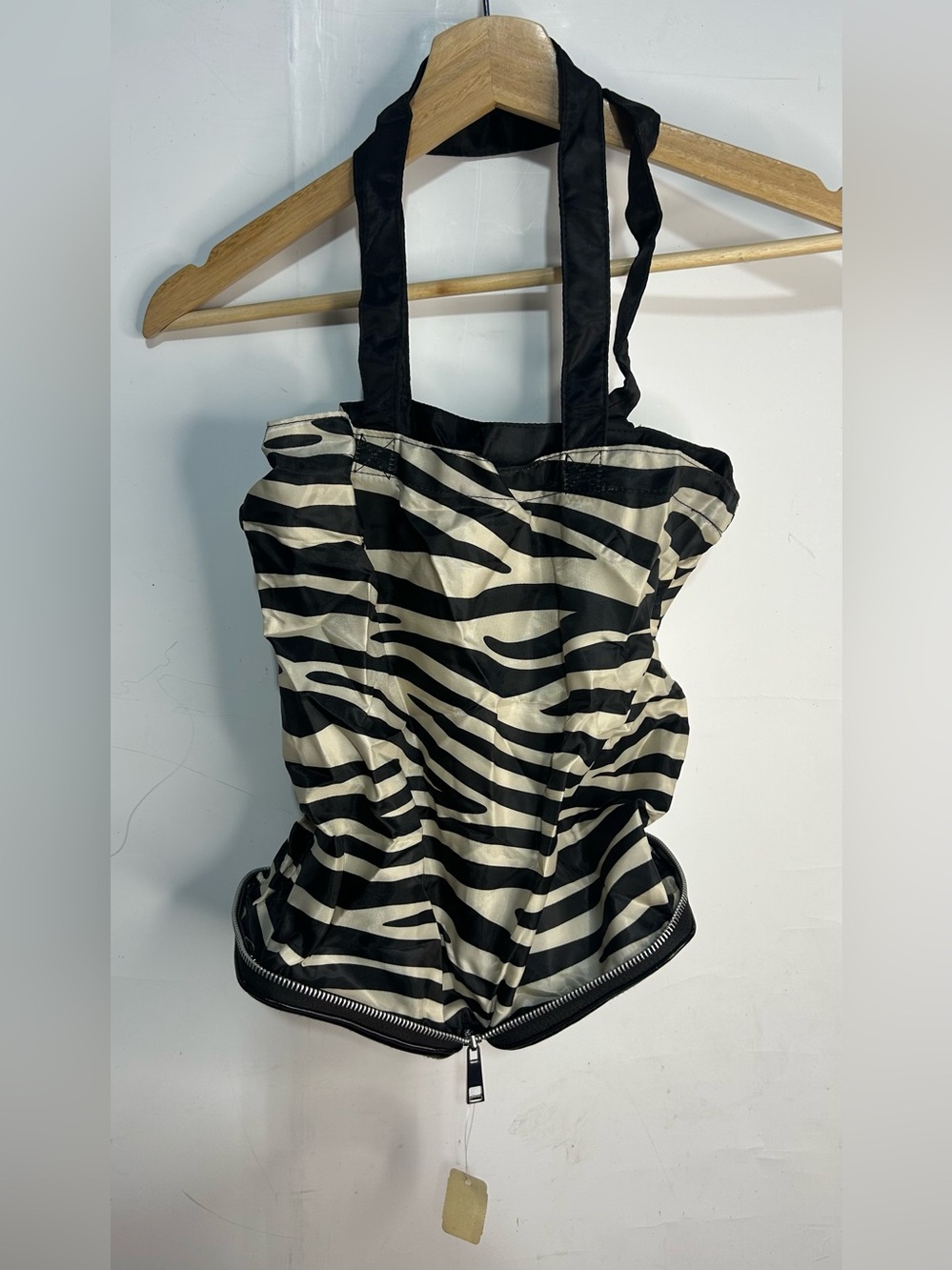 Bath & Body Works Black & Zebra Print Zip Pocket Tote- New